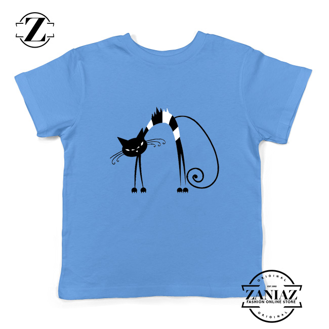 Funny Black Line Cat Scary Kids T-Shirt