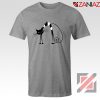 Black Line Cat T-Shirt Animal Lover Tee Shirt Size S-3XL Sport Grey