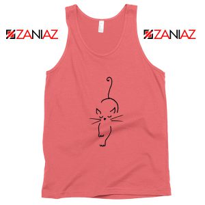 Black Line Cat Tank Top Animal Lover Women Tank Top Size S-3XL Coral