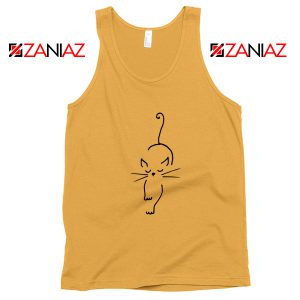 Black Line Art Cute Cat Tank Top