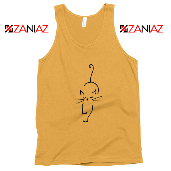 Black Line Art Cute Cat Tank Top