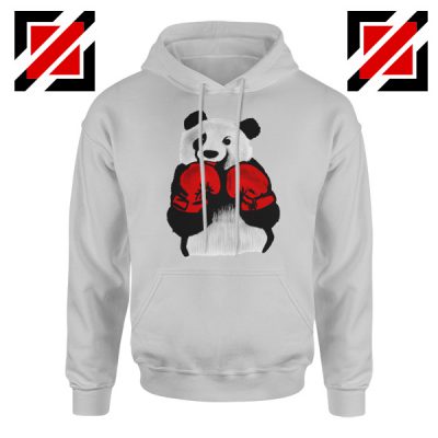 Boxing Panda Bear Hoodie Funny Animal Best Hoodie Size S-2XL Sport Grey