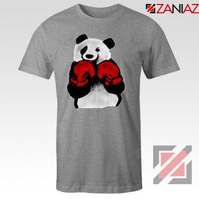 Boxing Panda Bear Tee Shirt Funny Animal T-Shirt Size S-3XL Sport Grey
