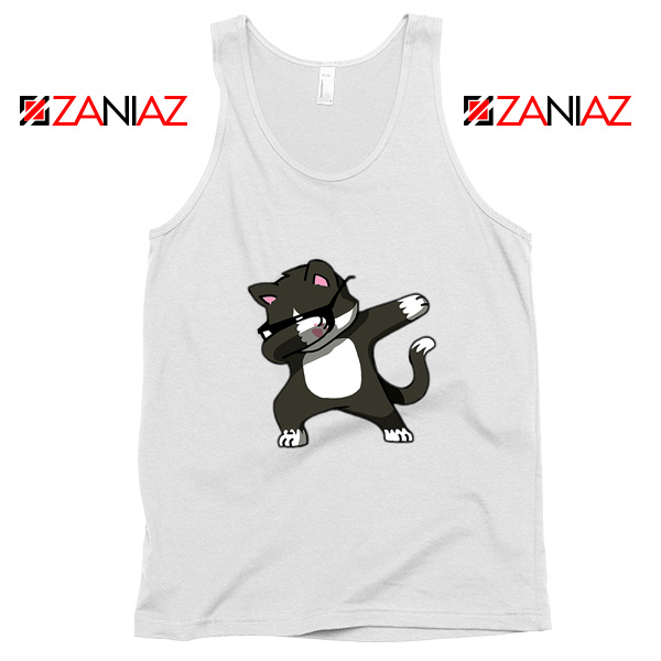 Cartoon Cat Style Tank Top Cat Lover Women Tank Top Size S-3XL White