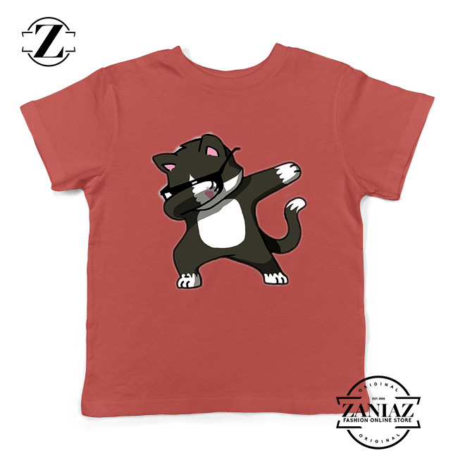 Cartoon Cat Style Youth Tshirt Cat Lover Kids Shirt Size S-XL Red