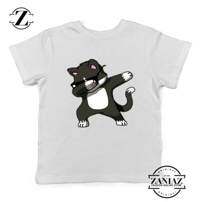 Cartoon Cat Style Youth Tshirt Cat Lover Kids Shirt Size S-XL White