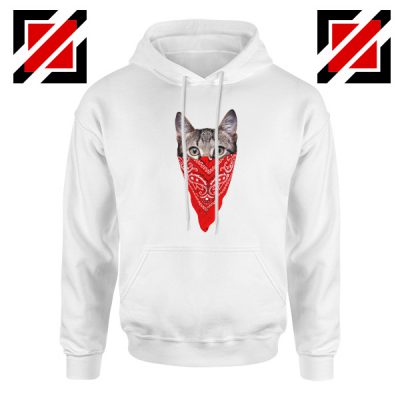 Cat Gangster Hoodie Funny Animal Cheap Hoodie Size S-2XL White