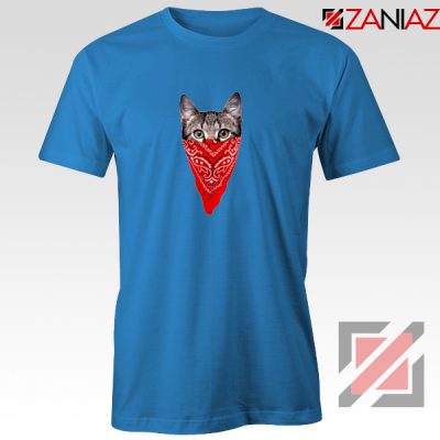 Cat Gangster T-Shirt Funny Animal Tee Shirt Size S-3XL Blue