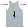 Cat Holding On Best Tank Top Funny Animal Tank Top Size S-3XL Silver