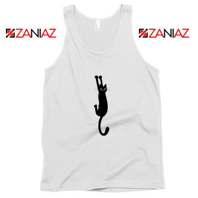 Cat Holding On Best Tank Top Funny Animal Tank Top Size S-3XL White