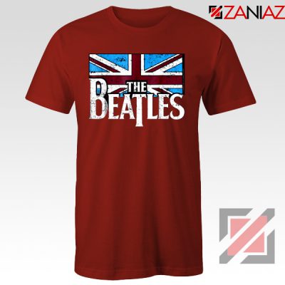 Cheap The Beatles British Flag Tee Shirt Music T-Shirt Size S-3XL Red