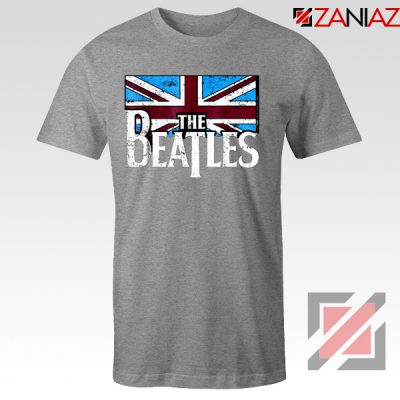 Cheap The Beatles British Flag Tee Shirt Music T-Shirt Size S-3XL Sport Grey