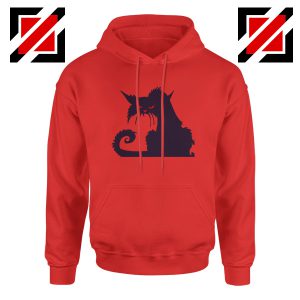 Halloween Cat Design Hoodie Animal Lover Hoodie Size S-2XL Red