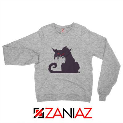 Halloween Cat Design Sweatshirt Animal Lover Sweatshirt Size S-2XL Sport Grey
