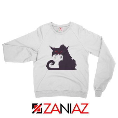 Halloween Cat Design Sweatshirt Animal Lover Sweatshirt Size S-2XL White