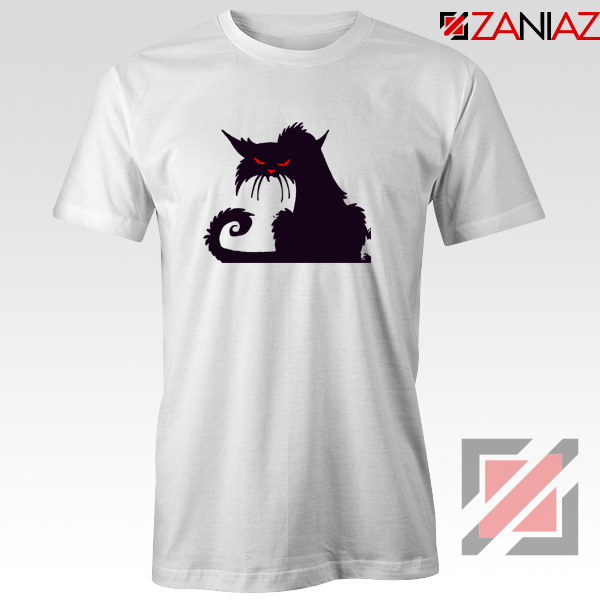 Halloween Cat Design T-Shirt Animal Lover Tee Shirt Size S-3XL White