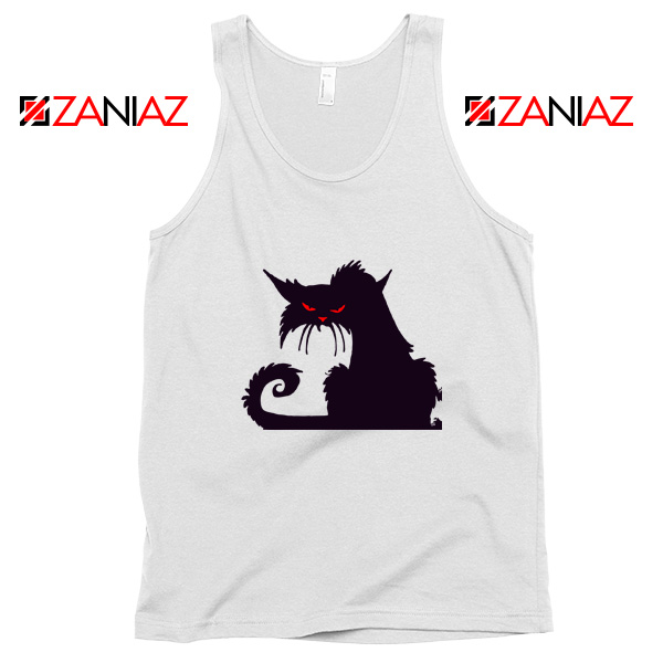 Halloween Cat Design Tank Top Animal Lover Tank Top Size S-3XL White