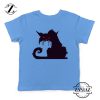 Halloween Cat Kids T-Shirt Animal Lover Youth Shirt Size S-XL Light Blue