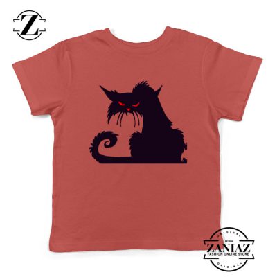 Halloween Cat Kids T-Shirt Animal Lover Youth Shirt Size S-XL Red