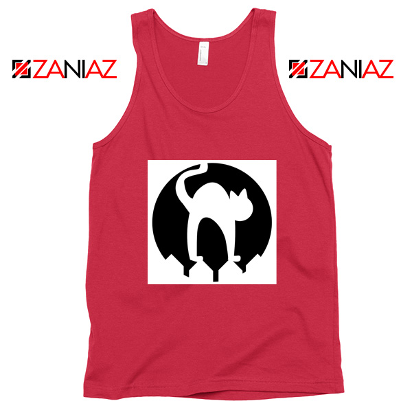 Halloween Cat Silhouette Tank Top Cat Lover Tank Top Size S-3XL Red