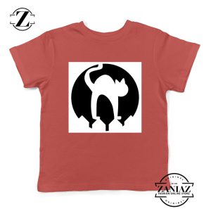 Halloween Cat Silhouette Youth Shirt Cat Lover Kids Shirt Red