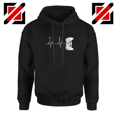 Heartbeat Gamer Hoodie Video Game Lover Gift Hoodie Size S-2XL Black