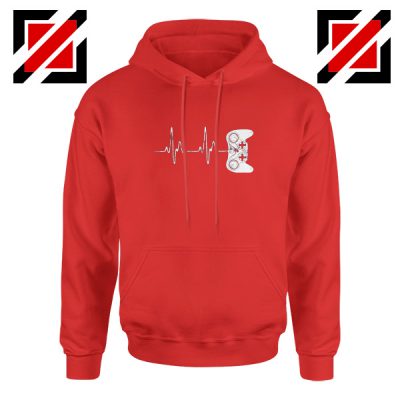 Heartbeat Gamer Hoodie Video Game Lover Gift Hoodie Size S-2XL Red