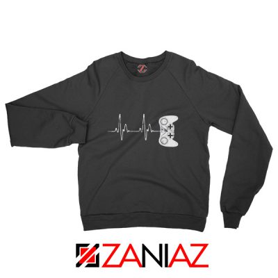 Heartbeat Gamer Sweatshirt Video Game Lover Gift Sweatshirt Black