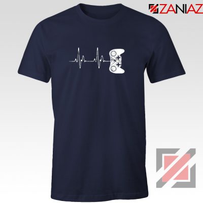 Heartbeat Gamer T-Shirt Video Game Lover Gift Tee Shirt Size S-3XL Navy Blue