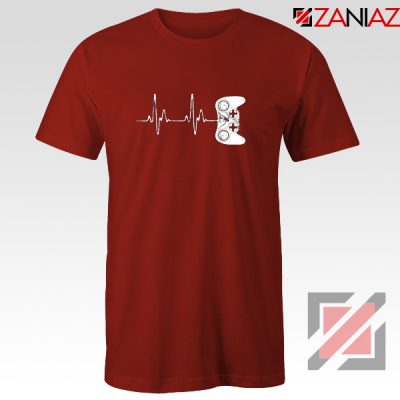 Heartbeat Gamer T-Shirt Video Game Lover Gift Tee Shirt Size S-3XL Red