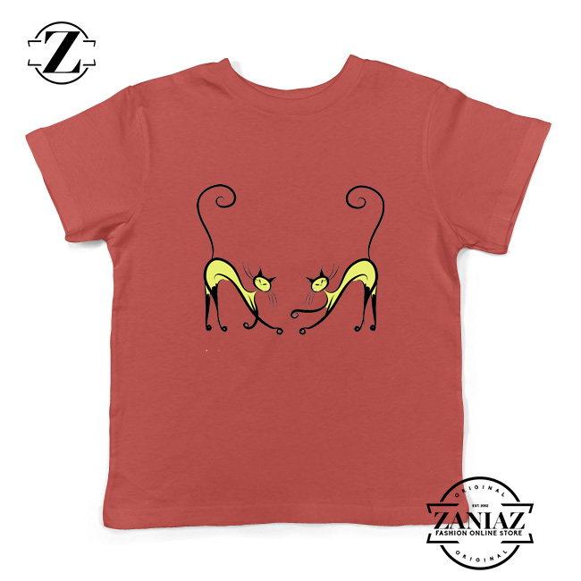 Kitten Twins Gift Youth Tshirt Cat Lover Gift Kids Tee Shirt Size S-XL Red
