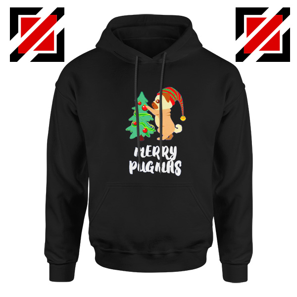 Merry Pugmas Gift Hoodie Christmas Women Hoodie Size S-2XL Black