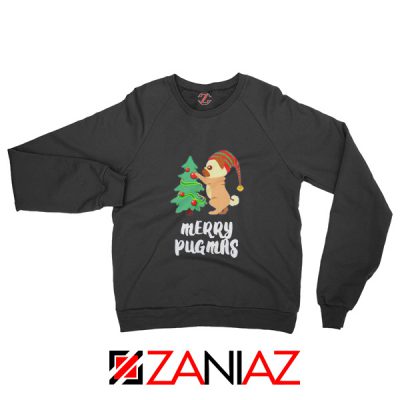 Merry Pugmas Gift Sweatshirt Christmas Women Sweatshirt Size S-2XL Black