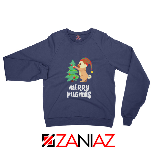 Merry Pugmas Gift Sweatshirt Christmas Women Sweatshirt Size S-2XL Navy Blue