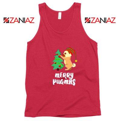Merry Pugmas Gift Tank Top Christmas Women Tank Top Size S-3XL Red