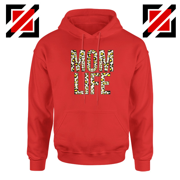 Mom Leopard Hoodie Gift Mom Life Best Hoodie Size S-2XL Red