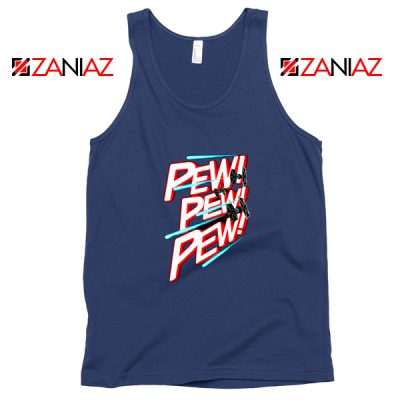 Pew Pew Pew Graphic Tank Top Star Wars Fighter Tank Top Size S-3XL Navy Blue