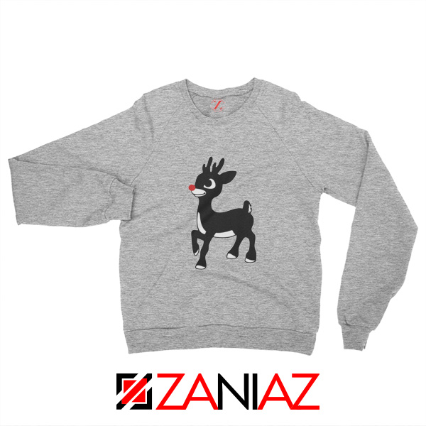 Red Nose Reindeer Sweatshirt Ugly Christmas Sweatshirt Size S-2XL Sport Grey