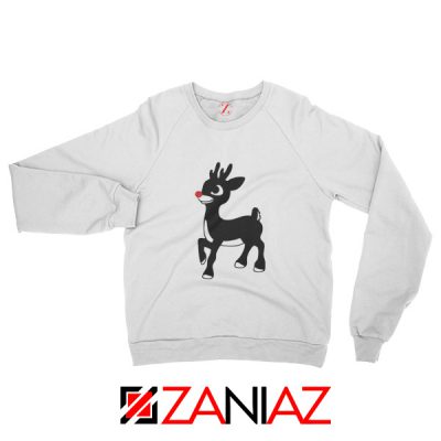 Red Nose Reindeer Sweatshirt Ugly Christmas Sweatshirt Size S-2XL White