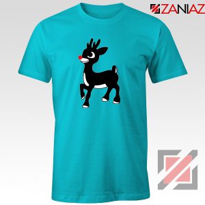 Red Nose Reindeer T-Shirt Ugly Christmas Tee Shirt Size S-3XL Light Blue
