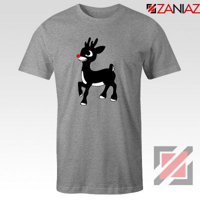 Red Nose Reindeer T-Shirt Ugly Christmas Tee Shirt Size S-3XL Sport Grey