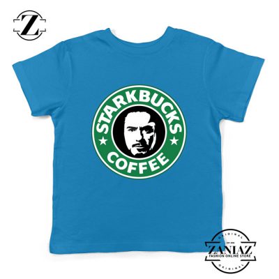Starkbucks Parody Marvel Comics Kids Tee Shirt Size S-XL Light Blue