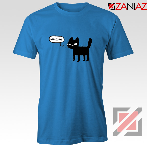 Wellcome Black Cat T Shirts Best Cat Lover Tee Shirt Size S-3XL Blue