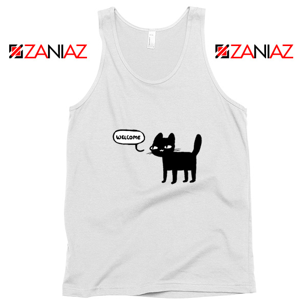 Wellcome Black Cat Tank Top Best Cat Lover Tank Top Size S-3XL White