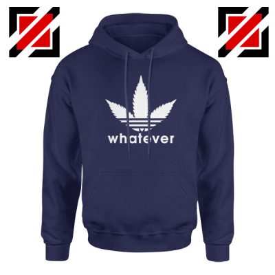 Whatever Womens Marijuana Adidas Logo Parody Hoodie Size S-2XL Navy Blue