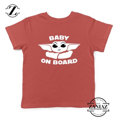 Baby On Board The Mandalorian Kids Shirt Baby Yoda Youth Shirts Red