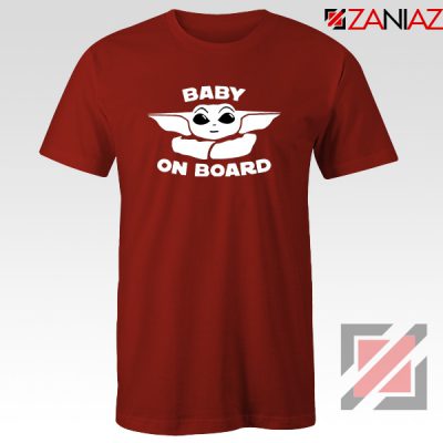 Baby On Board The Mandalorian Tee Shirt Baby Yoda T-Shirt Size S-3XL Red