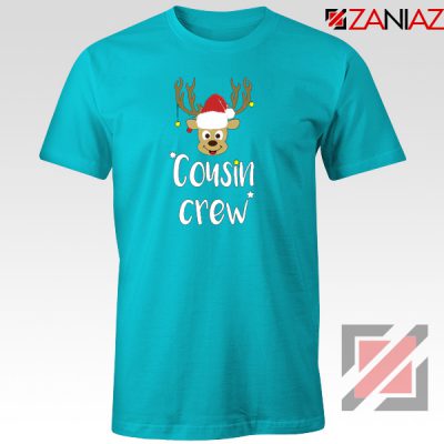 Cousin Crew T-Shirt Family Christmas Shirts Size S-3XL Light Blue