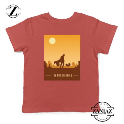 Earthy Mandalorian Kids Shirts Star Wars TV Series Youth Tshirt Size S-XL Red