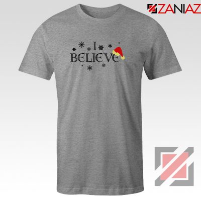 I Believe Christmas T-Shirt Snowflakes Gift Tee Shirt Size S-3XL Sport Grey